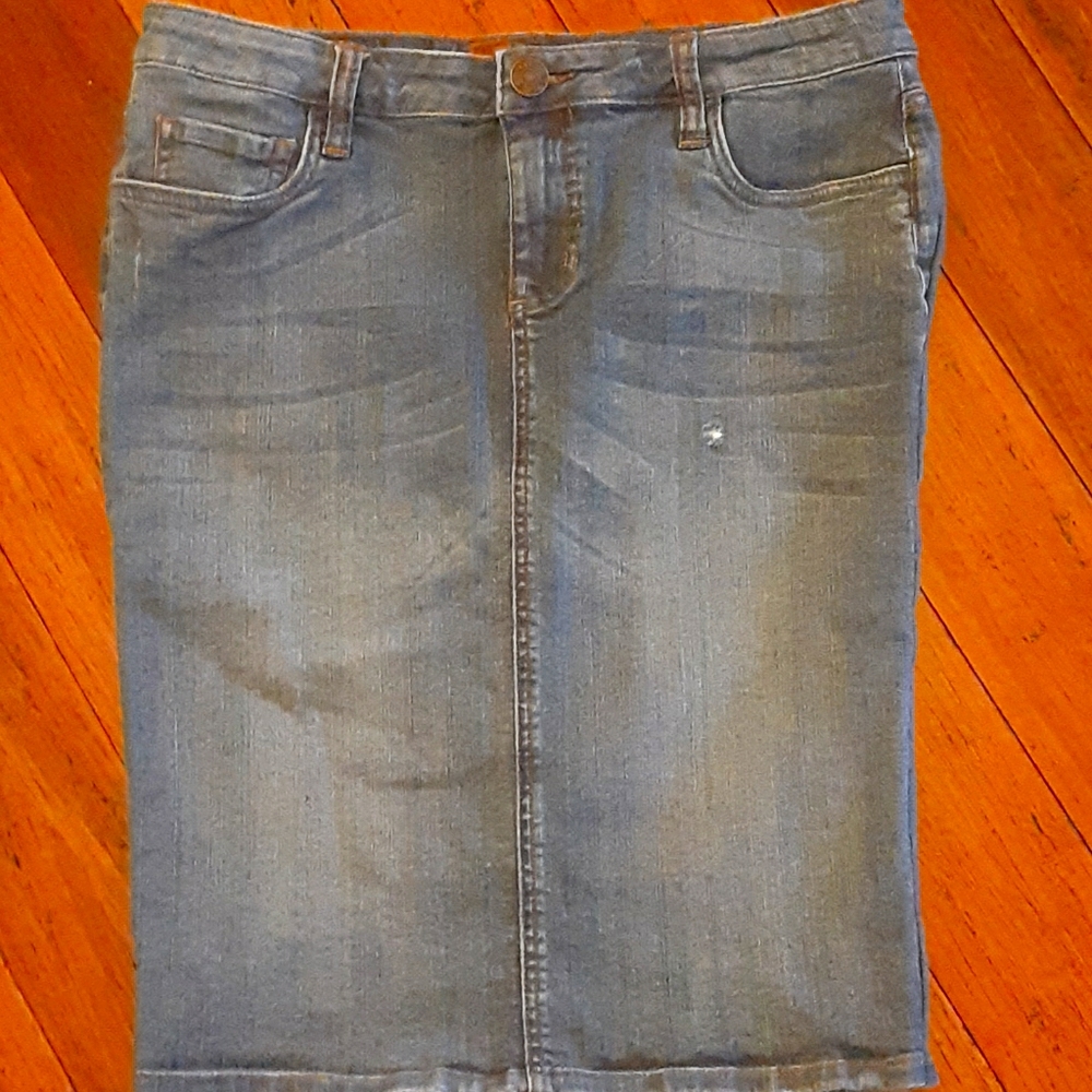 Kut from the Kloth Distressed denim pencil skirt